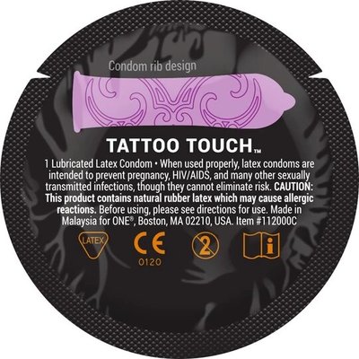 Презервативи ONE Tattoo Touch (purple) ONE0017 фото